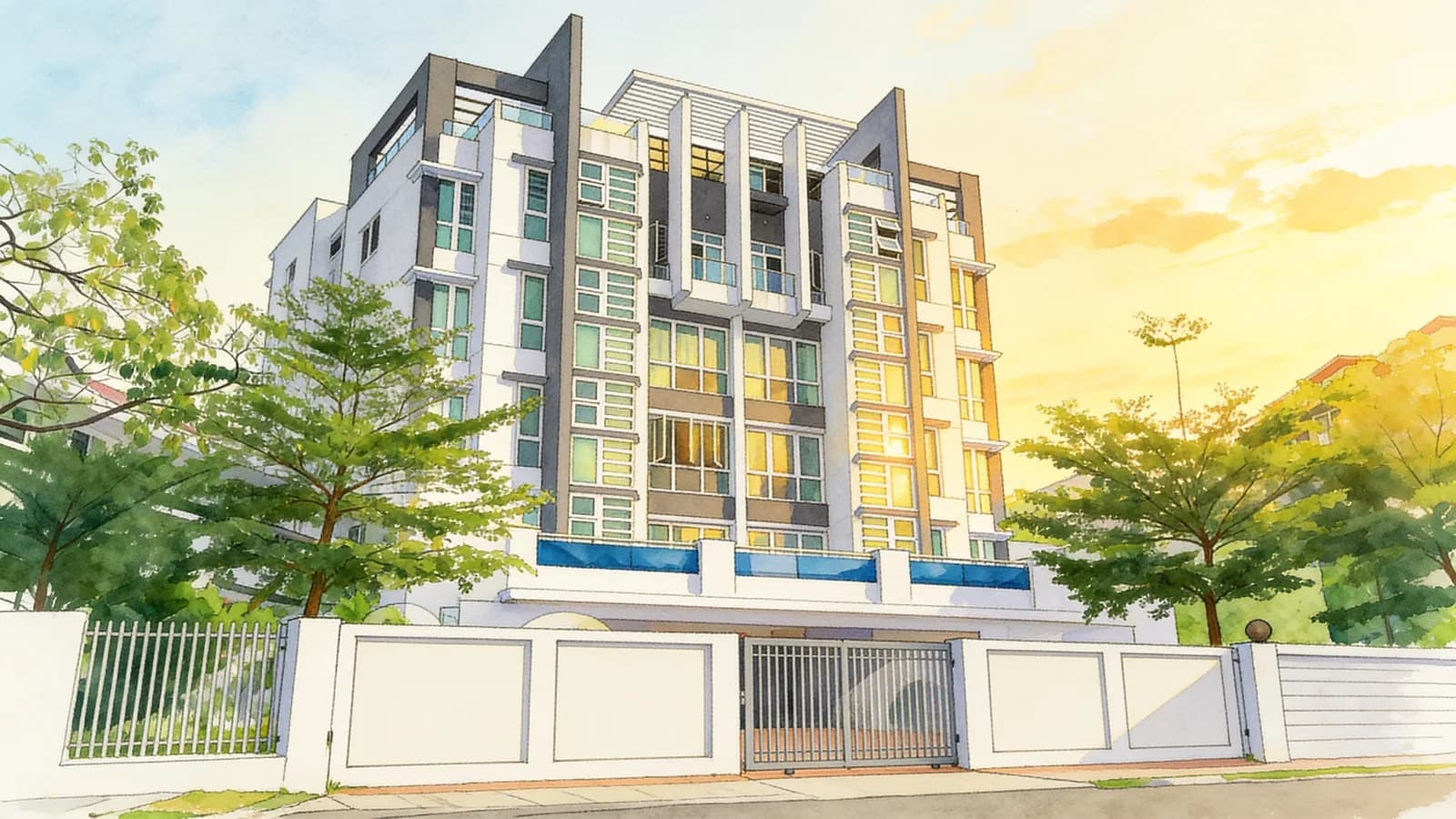 The Morning Glory, an apartment in Hougang. Illustration is AI-generated.