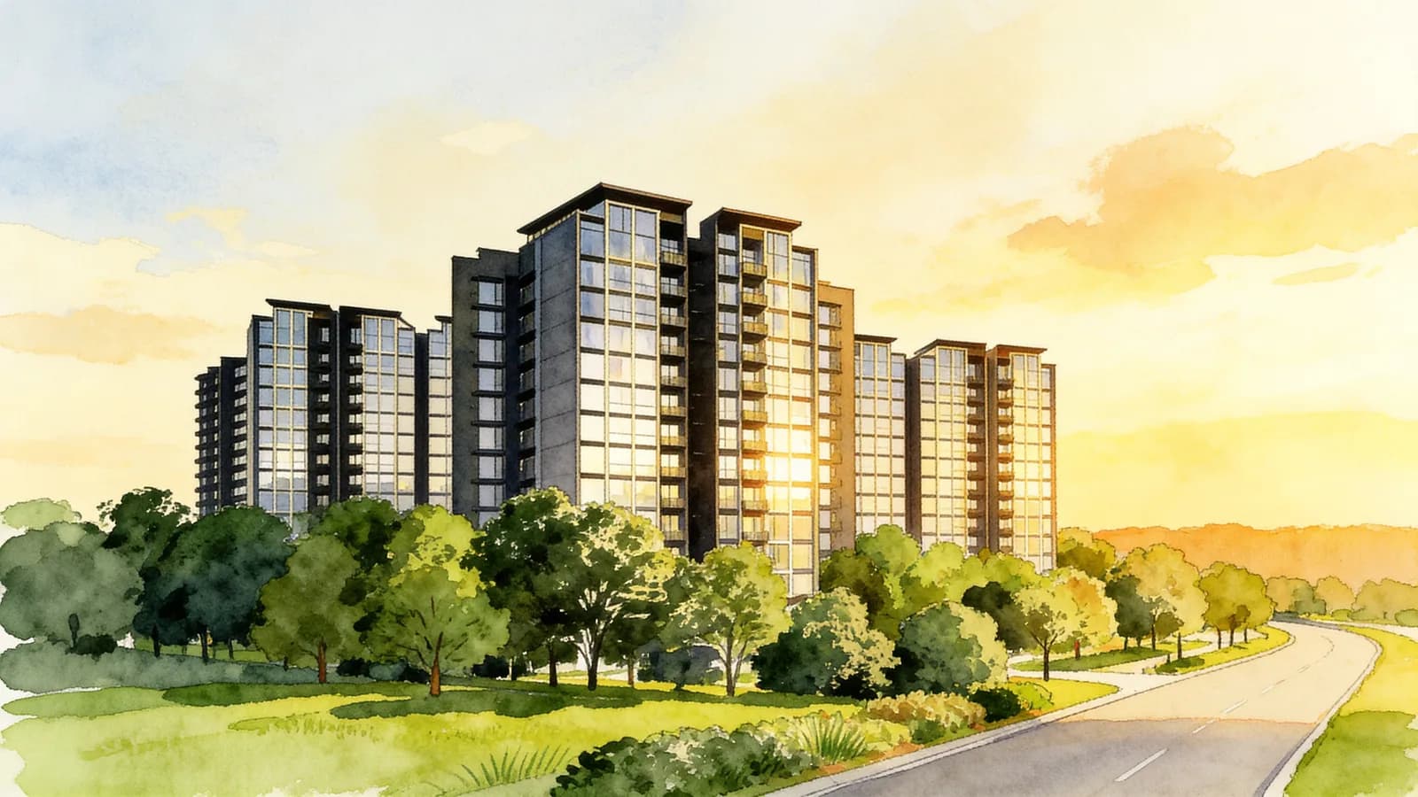 Copen Grand, a 14-storey executive condominium in Tengah. Illustration is AI-generated.
