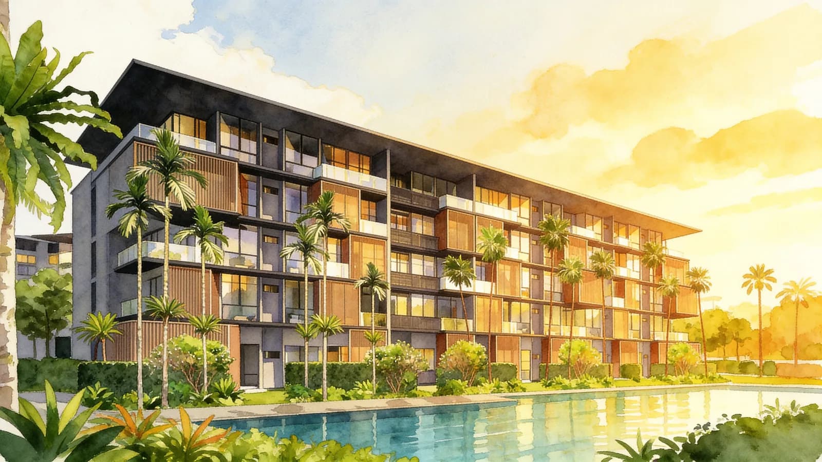 Parc Komo, a 5-storey condominium in Pasir Ris. Illustration is AI-generated.