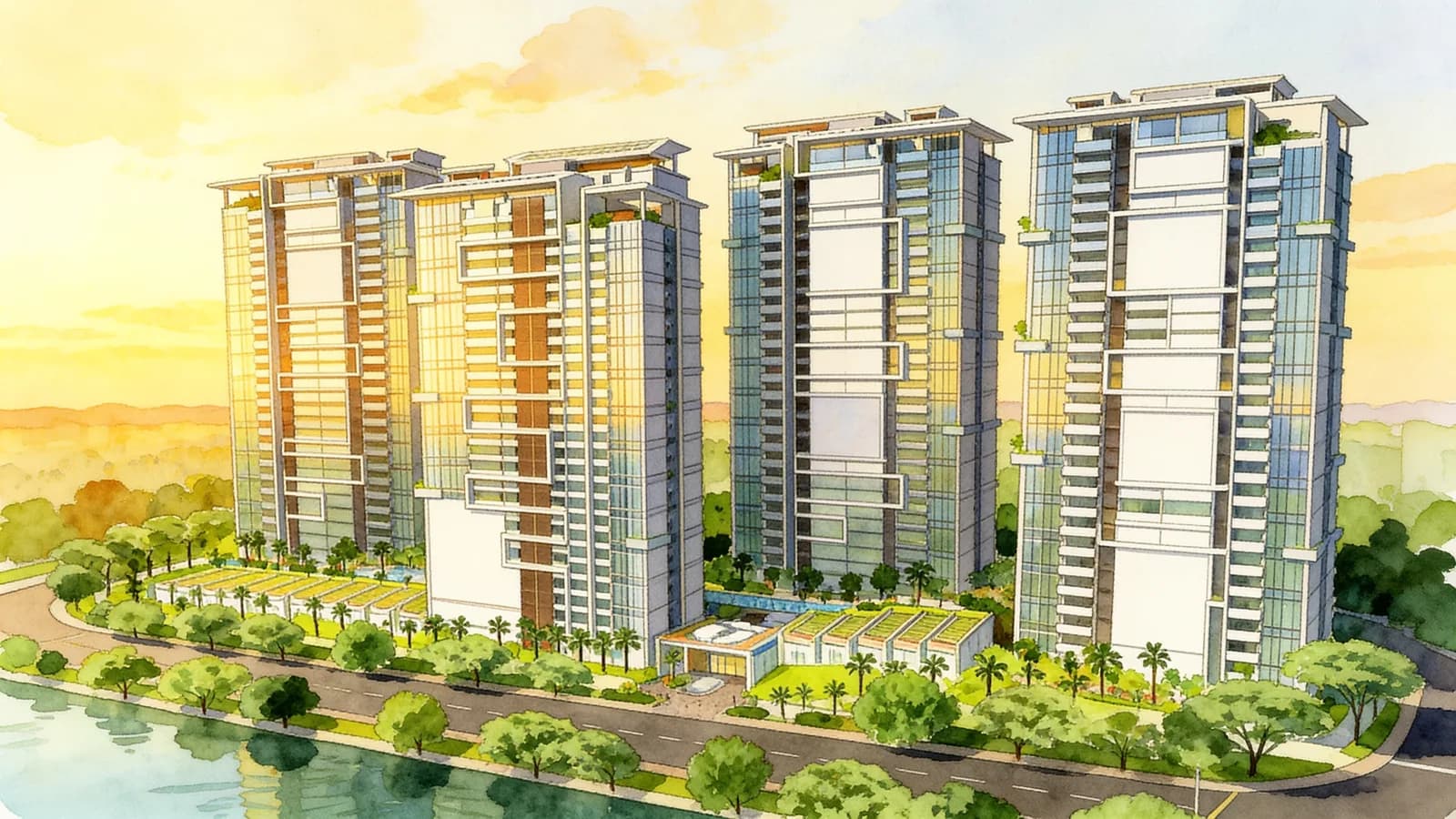 Eight Riversuites, a 29-storey condominium in Kallang. Illustration is AI-generated.