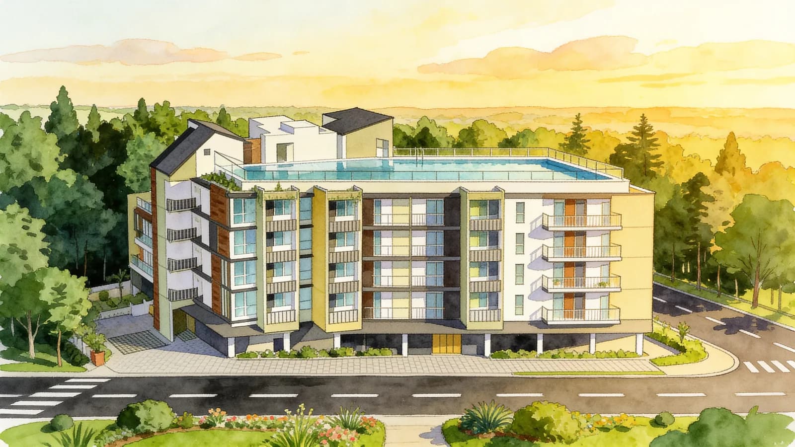 Sunny Lodge, an apartment in Bedok. Illustration is AI-generated.