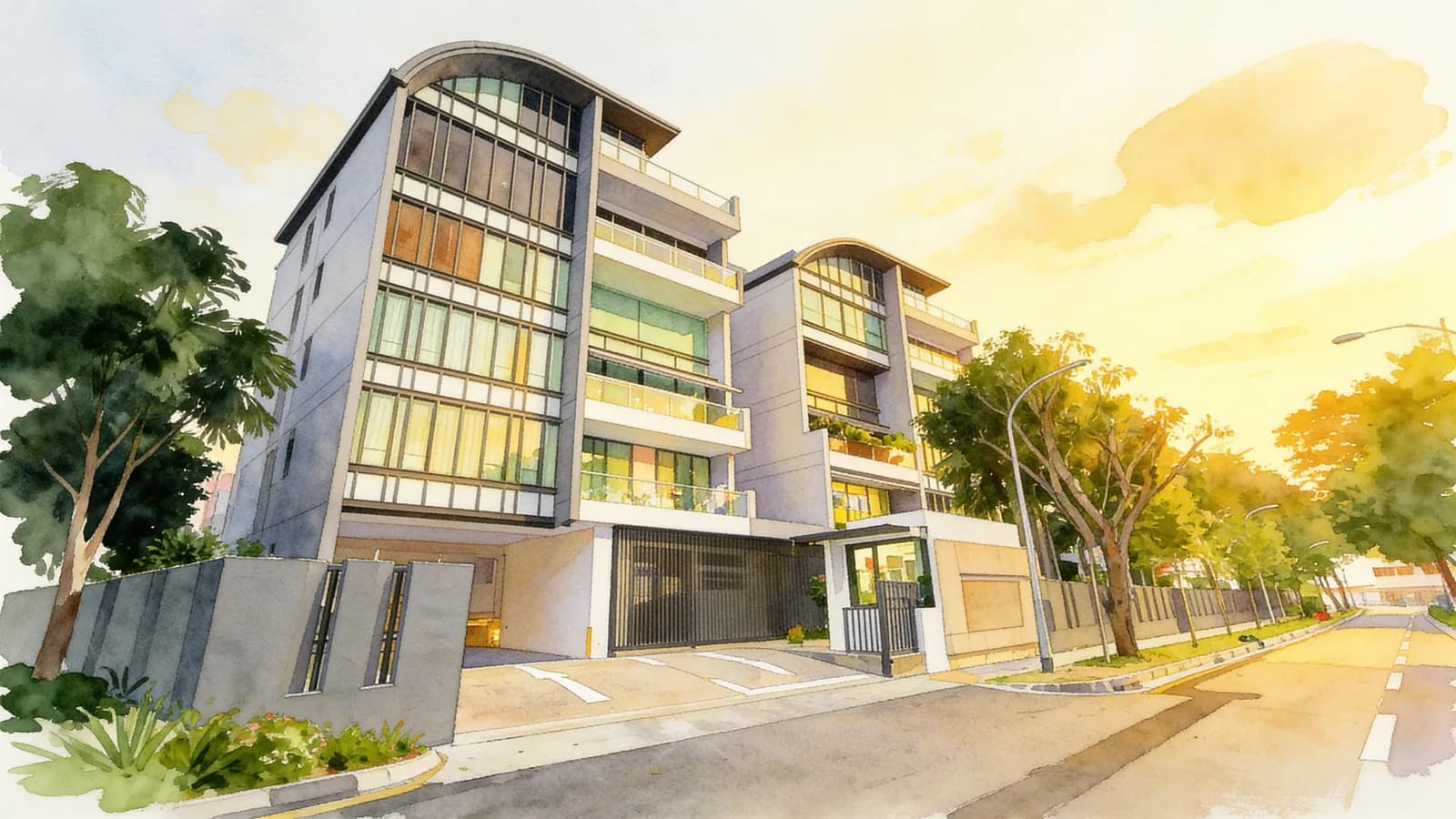Dukes Residence, a 5-storey condominium in Bukit Timah. Illustration is AI-generated.