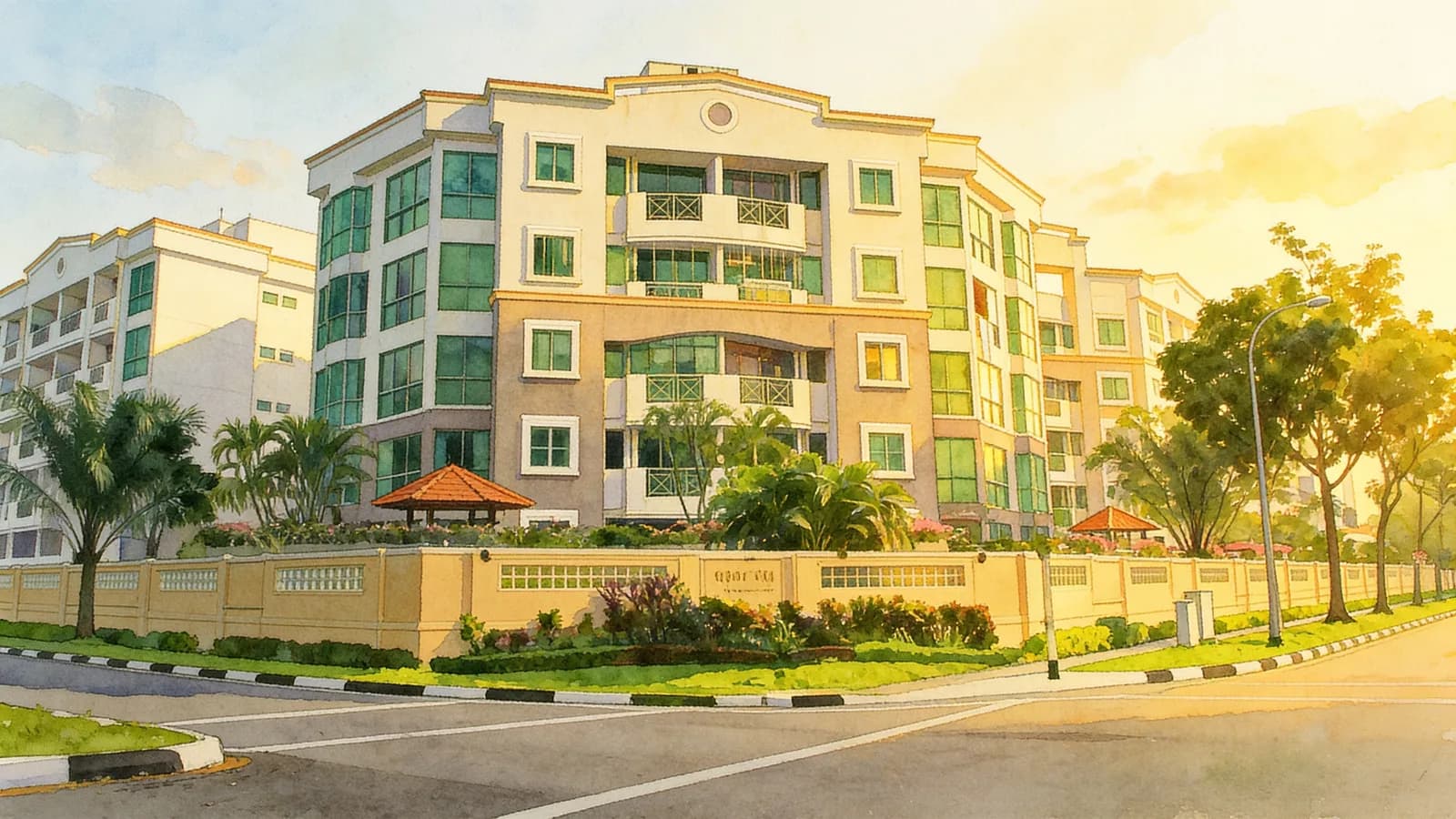 West Bay Condominium, a 7-storey condominium in Clementi. Illustration is AI-generated.