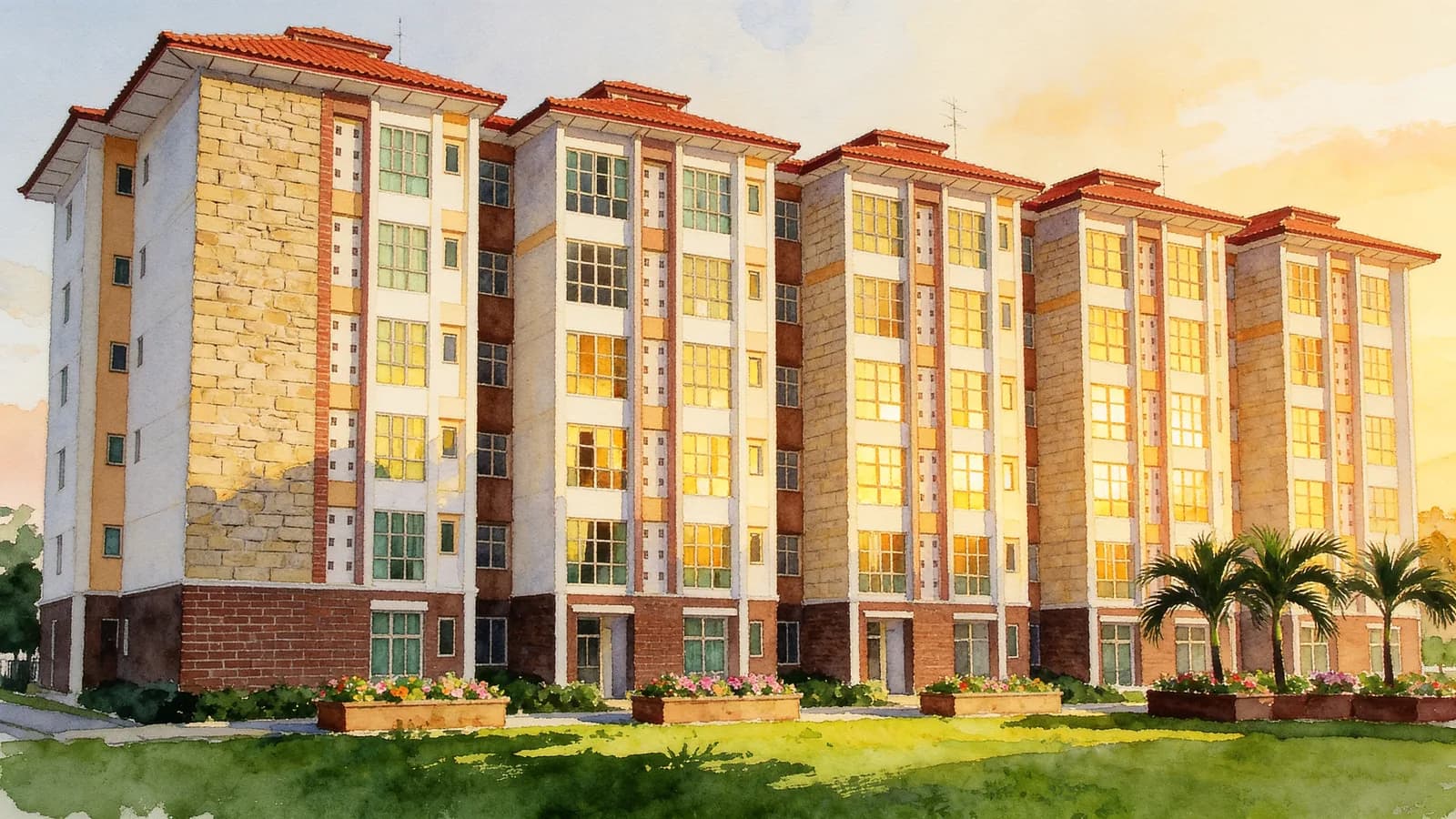 Landbay Condominium, a condominium in Bedok. Illustration is AI-generated.
