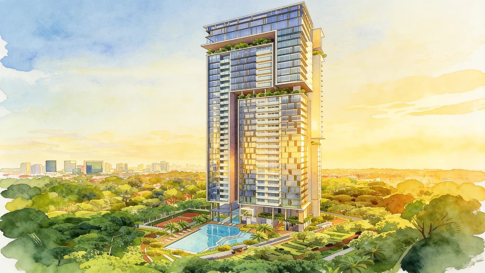 Cube 8, a condominium in Novena. Illustration is AI-generated.