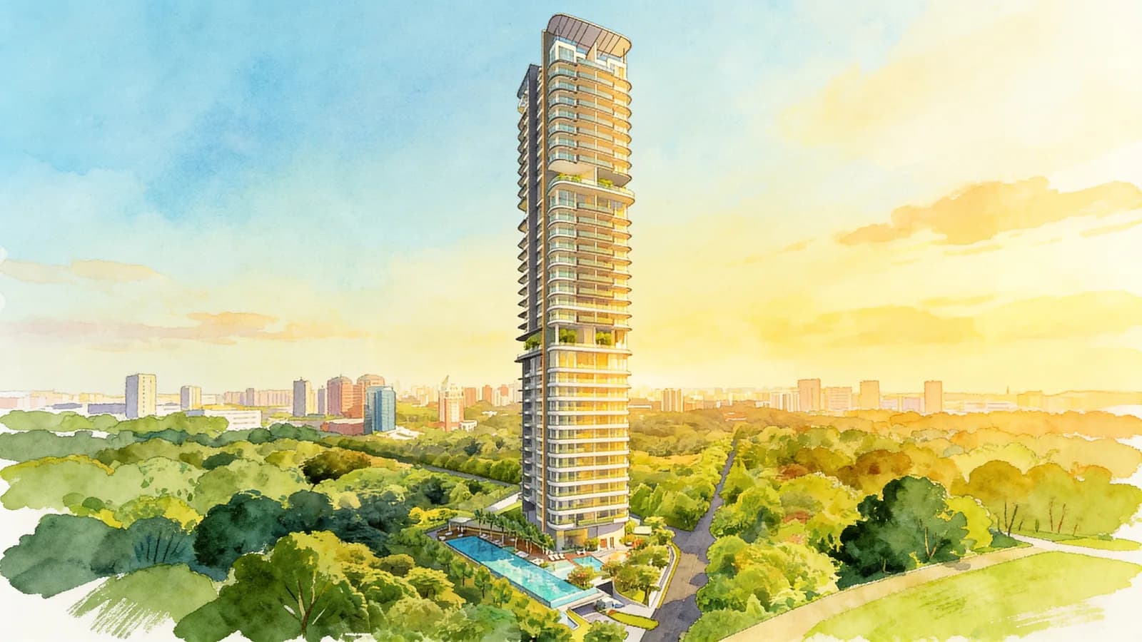 Espada, a condominium in River Valley. Illustration is AI-generated.