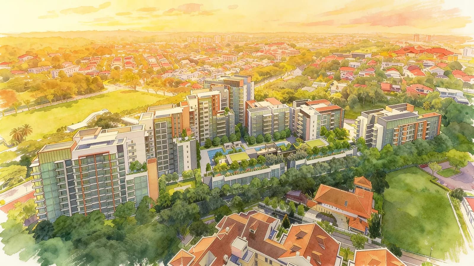Fourth Avenue Residences, a 10-storey condominium in Bukit Timah. Illustration is AI-generated.