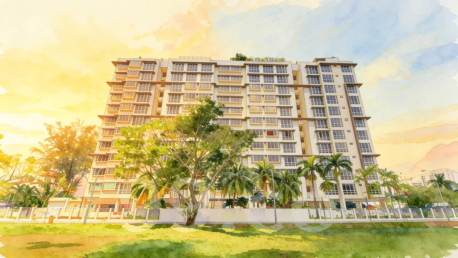 Nicole Green, a 12-storey apartment in Geylang. Illustration is AI-generated.