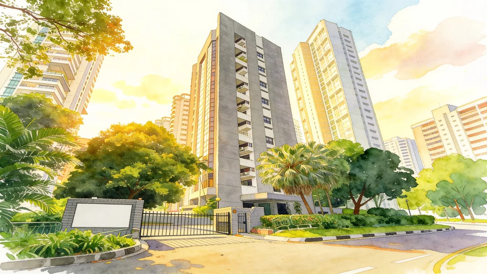 The Vantage, a 16-storey apartment in Newton. Illustration is AI-generated.