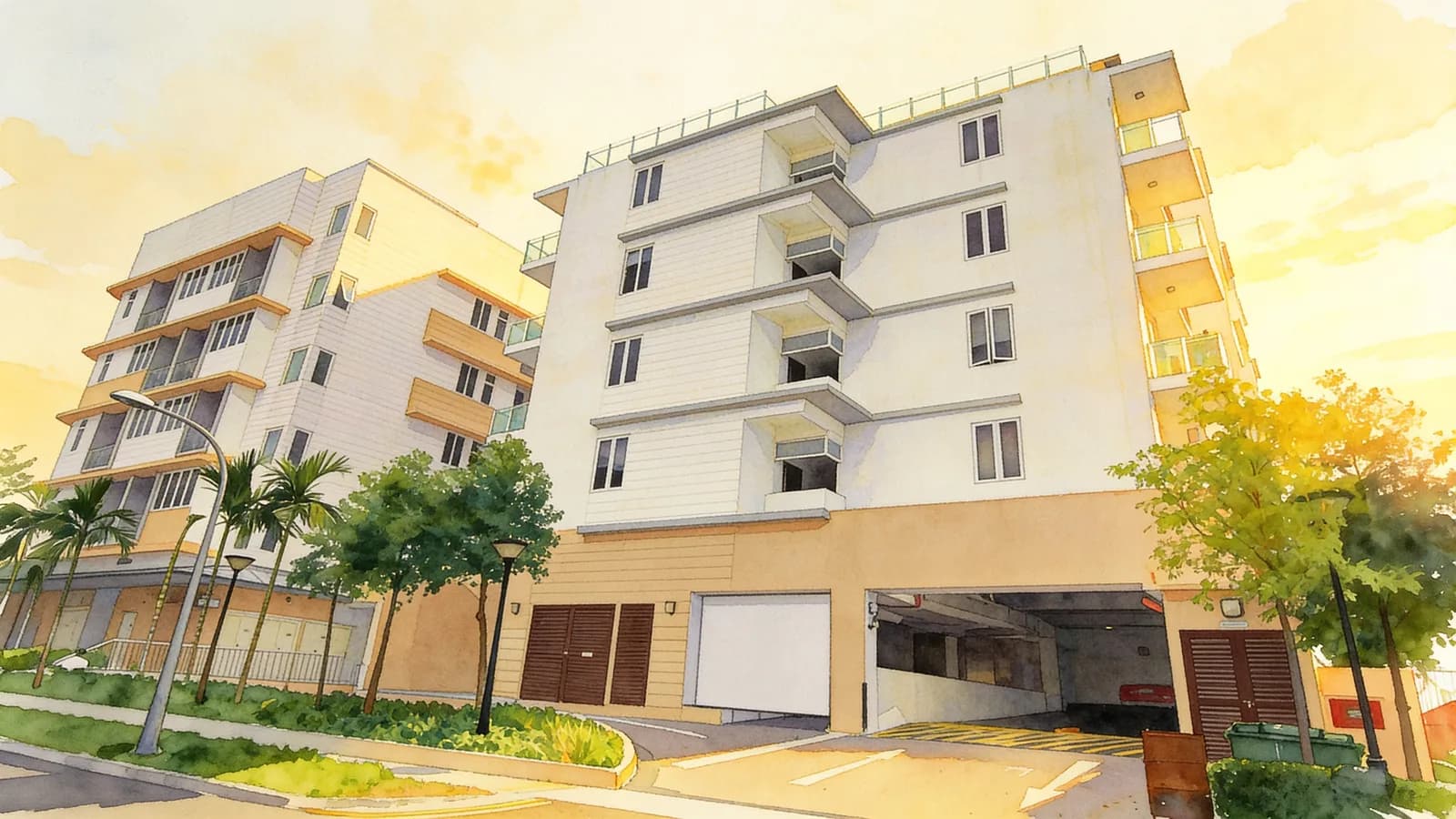 Suites @ Changi, a 5-storey apartment in Geylang. Illustration is AI-generated.