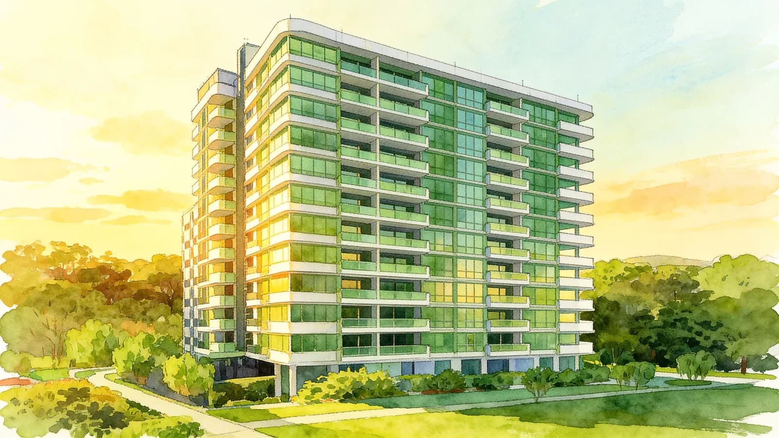 Illuminaire On Devonshire, an apartment in River Valley. Illustration is AI-generated.