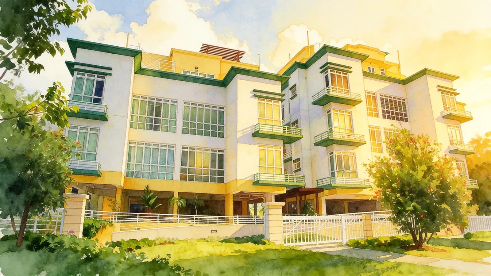 Sunny Palms, a 5-storey condominium in Bedok. Illustration is AI-generated.