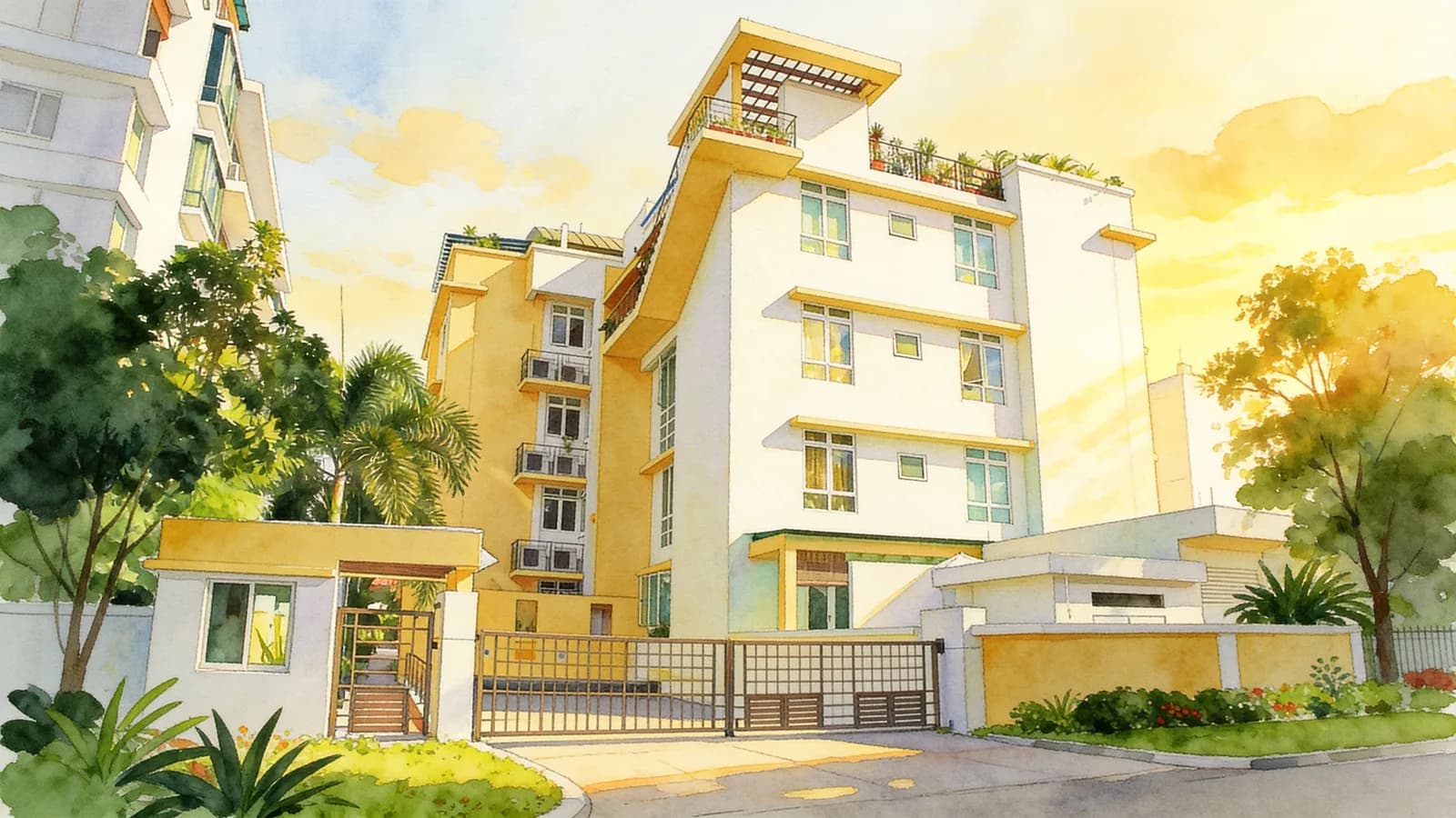 Homey Gardens, an apartment in Bedok. Illustration is AI-generated.