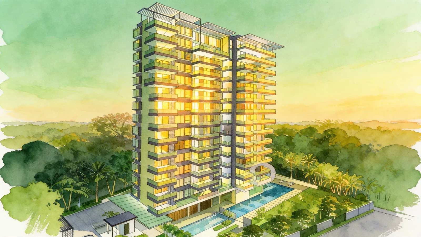Parc Centennial, a condominium in Novena. Illustration is AI-generated.