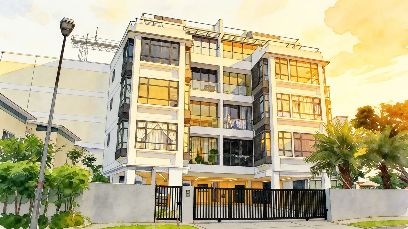 Mountbatten Regency, a 5-storey apartment in Marine Parade. Illustration is AI-generated.