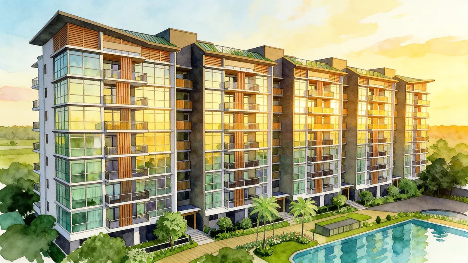 Daintree Residence, a 5-storey condominium in Bukit Timah. Illustration is AI-generated.