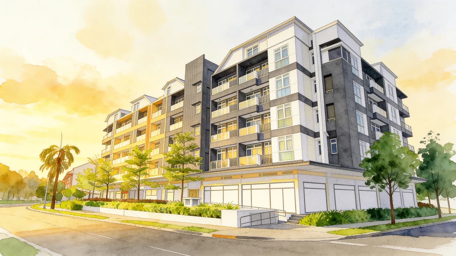 Suites At Bukit Timah, a 5-storey condominium in Bukit Timah. Illustration is AI-generated.