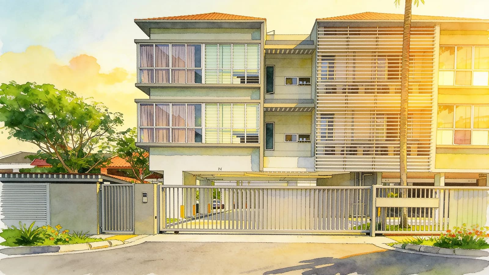 The Nclave, a 5-storey apartment in Bedok. Illustration is AI-generated.