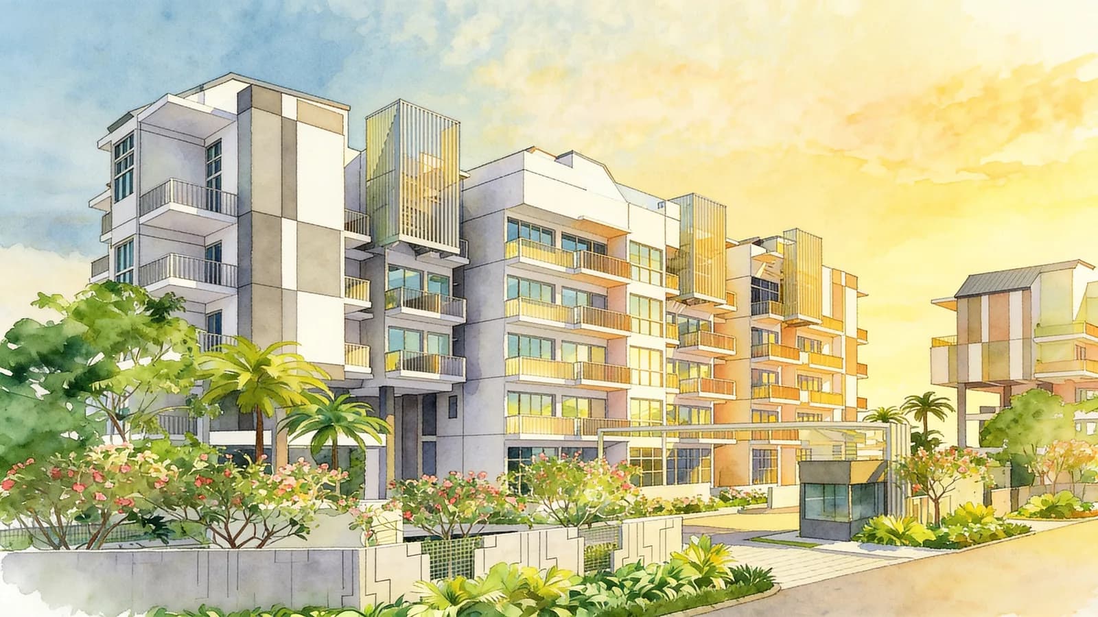 Jade Residences, a 5-storey apartment in Serangoon. Illustration is AI-generated.