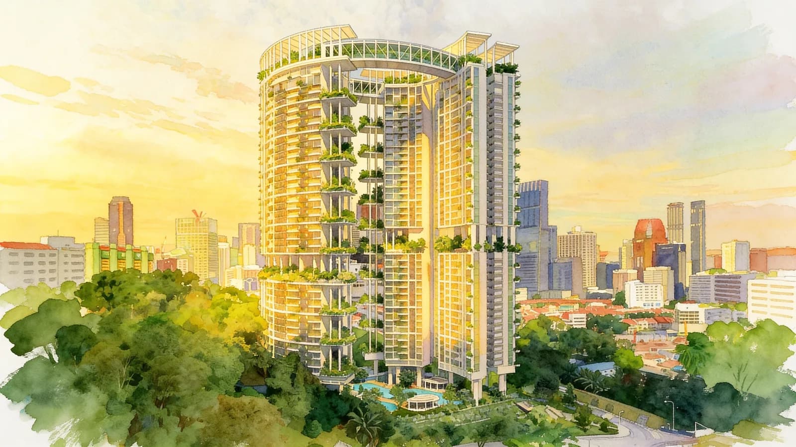 One Pearl Bank, a 38-storey condominium in Outram. Illustration is AI-generated.