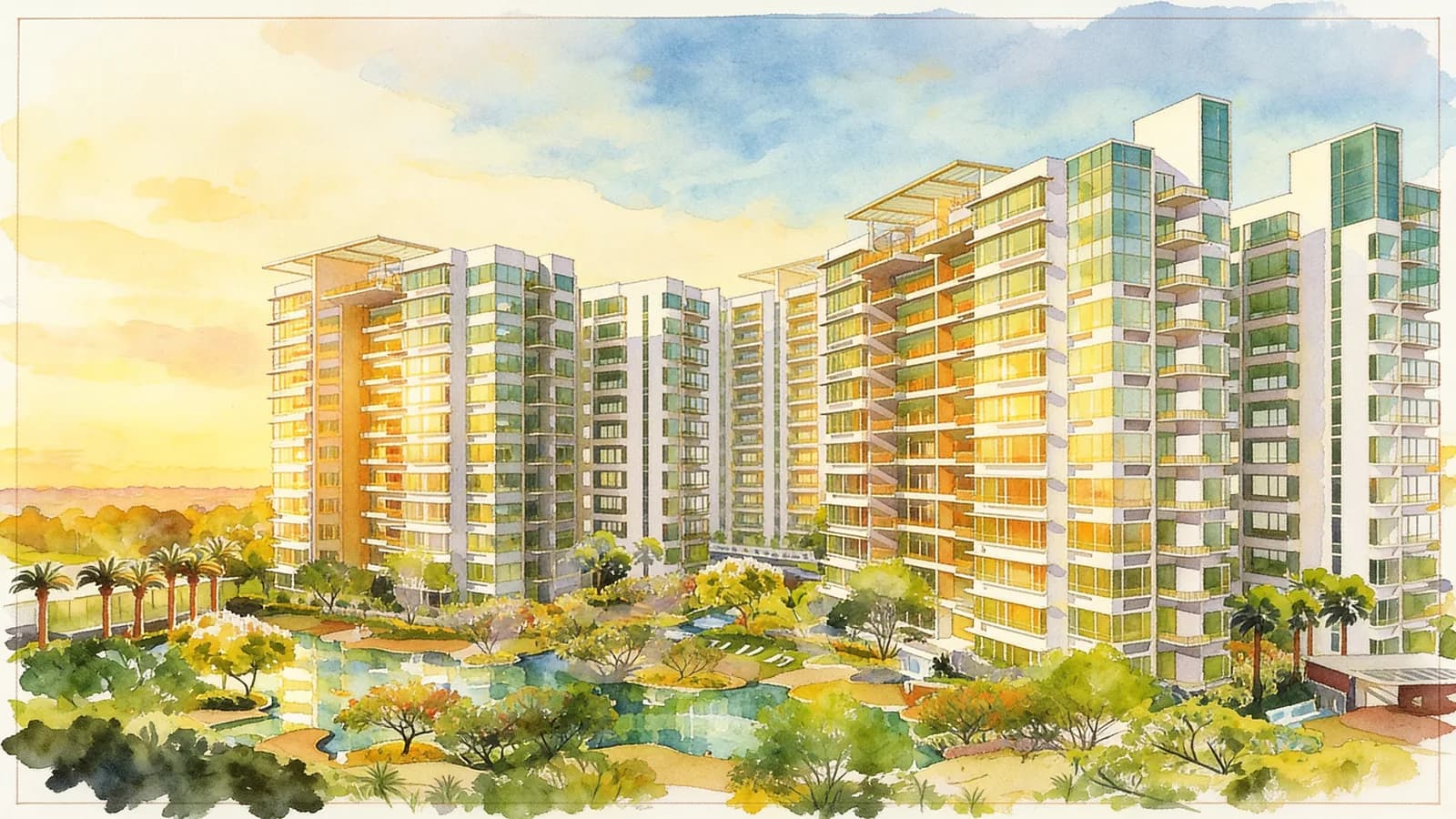 Casa Merah, a 12-storey condominium in Bedok. Illustration is AI-generated.