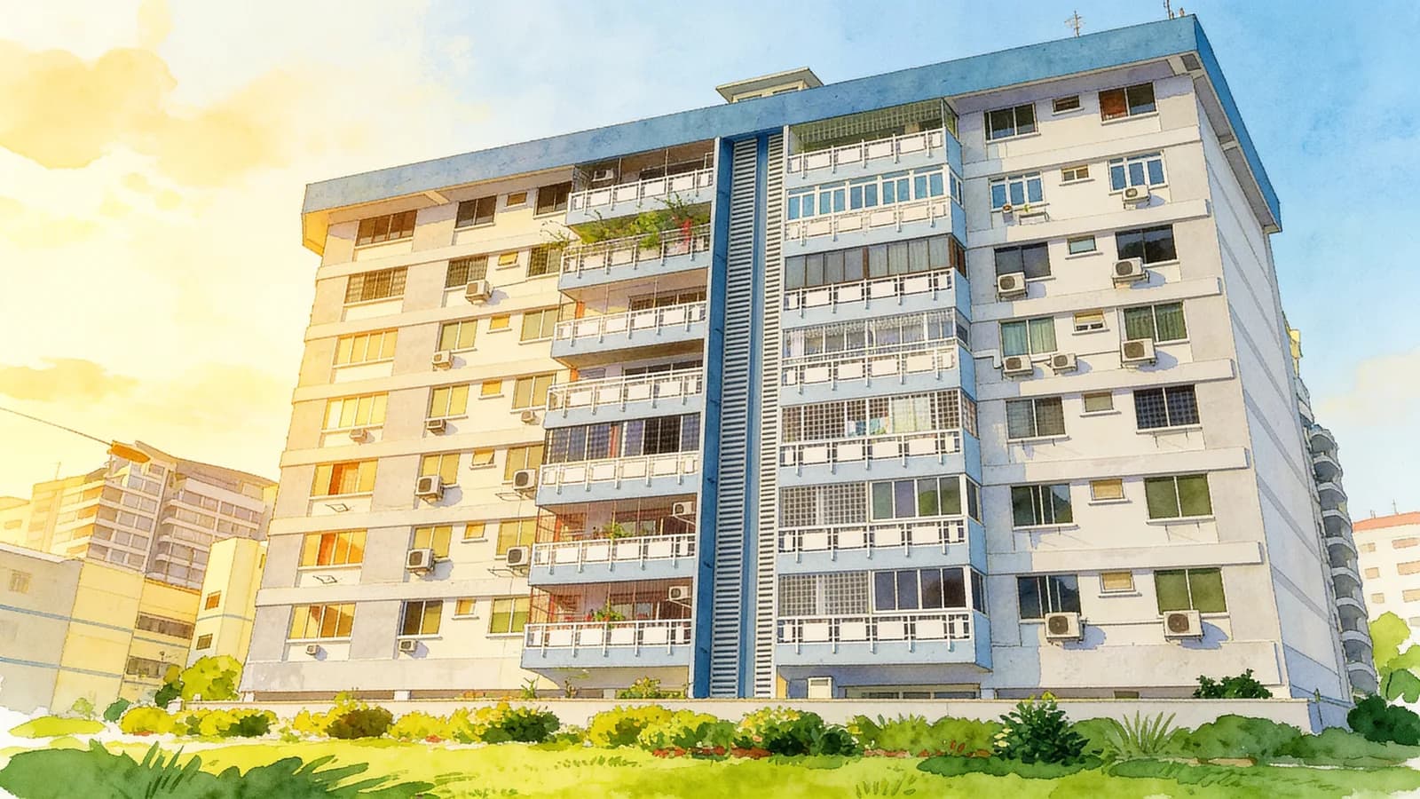 Public Mansions, an apartment in Novena. Illustration is AI-generated.