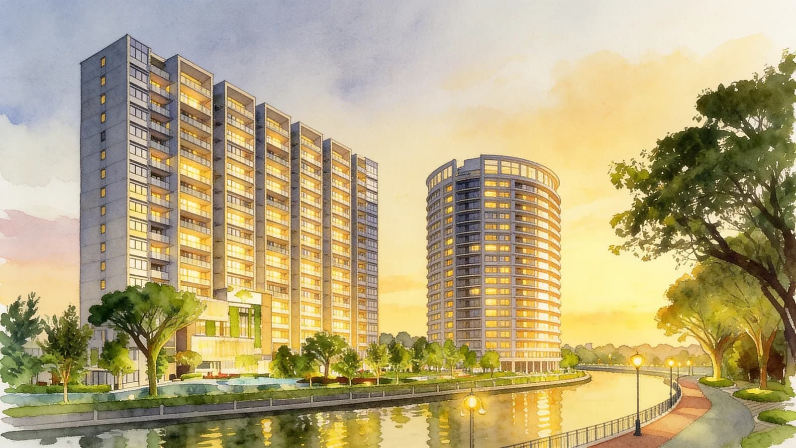 Waterbank At Dakota, a 20-storey condominium in Geylang. Illustration is AI-generated.