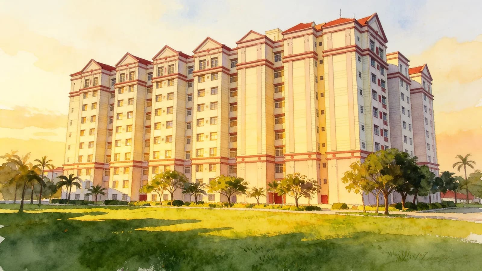 Azalea Park Condominium, a 9-storey condominium in Pasir Ris. Illustration is AI-generated.