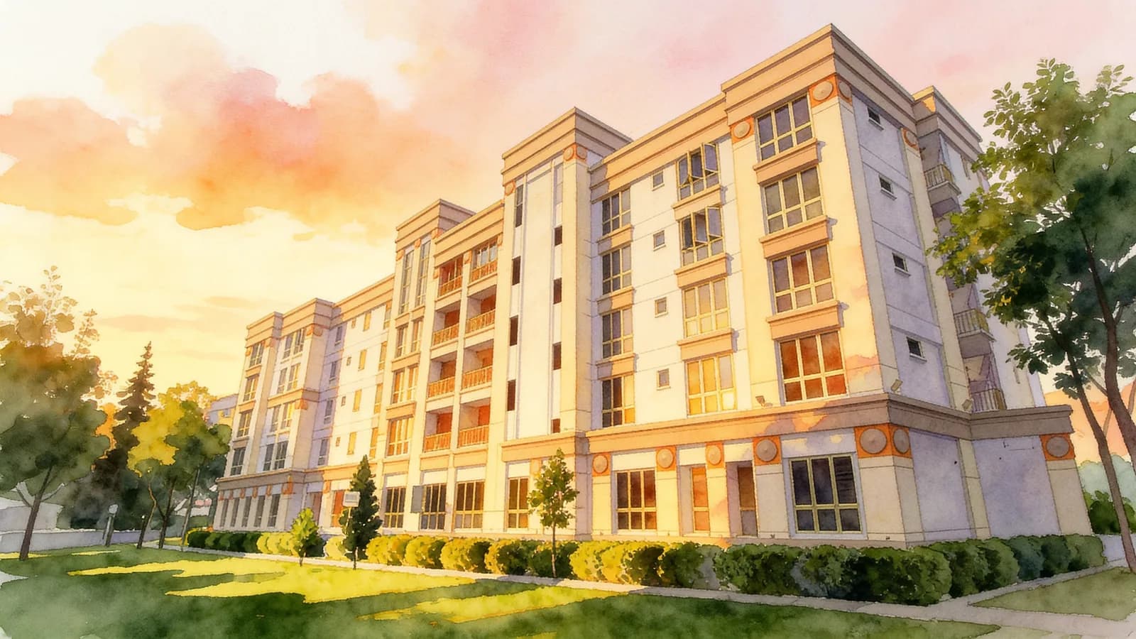Kentish Court, a 6-storey apartment in Kallang. Illustration is AI-generated.
