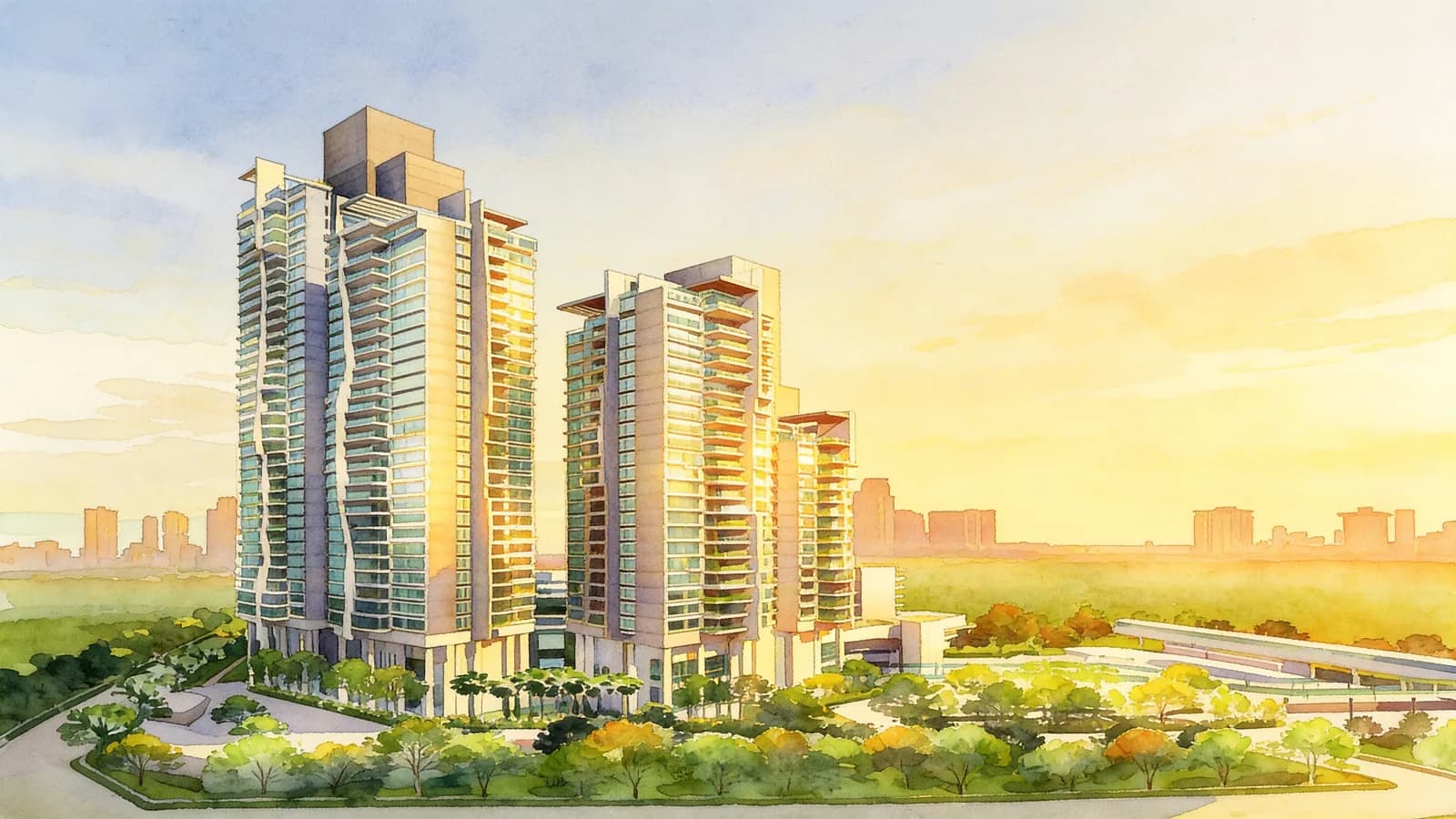 Concourse Skyline, a 39-storey condominium in Downtown Core. Illustration is AI-generated.