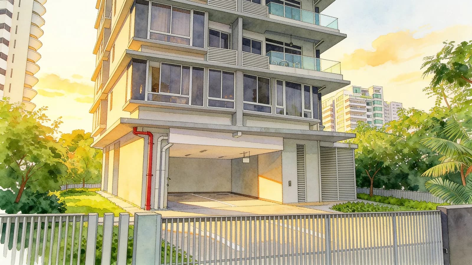 Suites @ Amber, a 12-storey condominium in Marine Parade. Illustration is AI-generated.