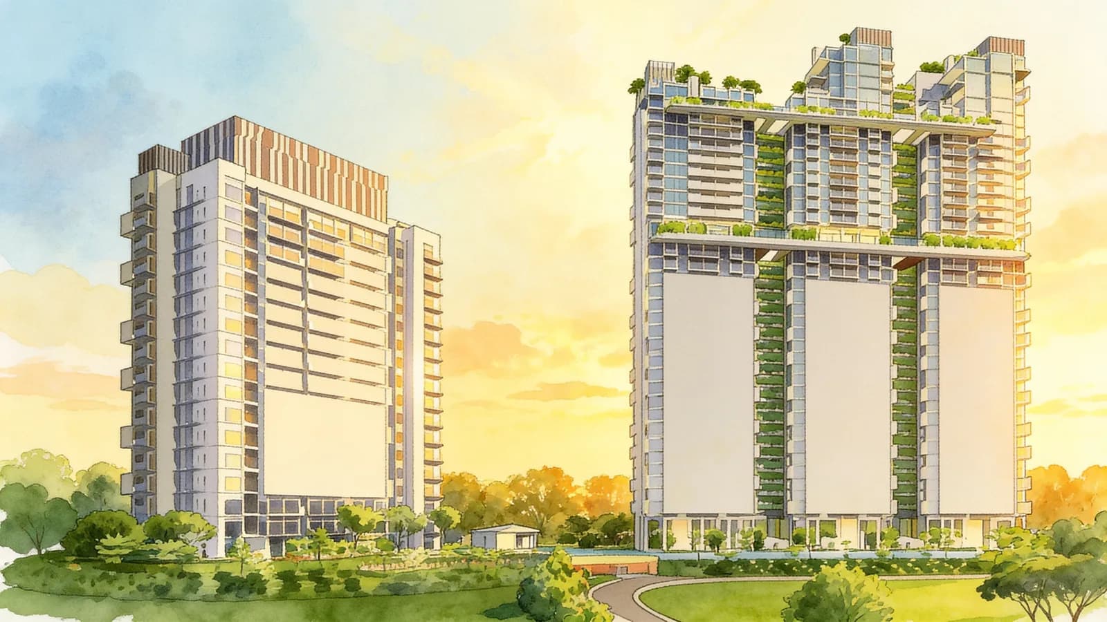 J Gateway, a 38-storey condominium in Jurong East. Illustration is AI-generated.