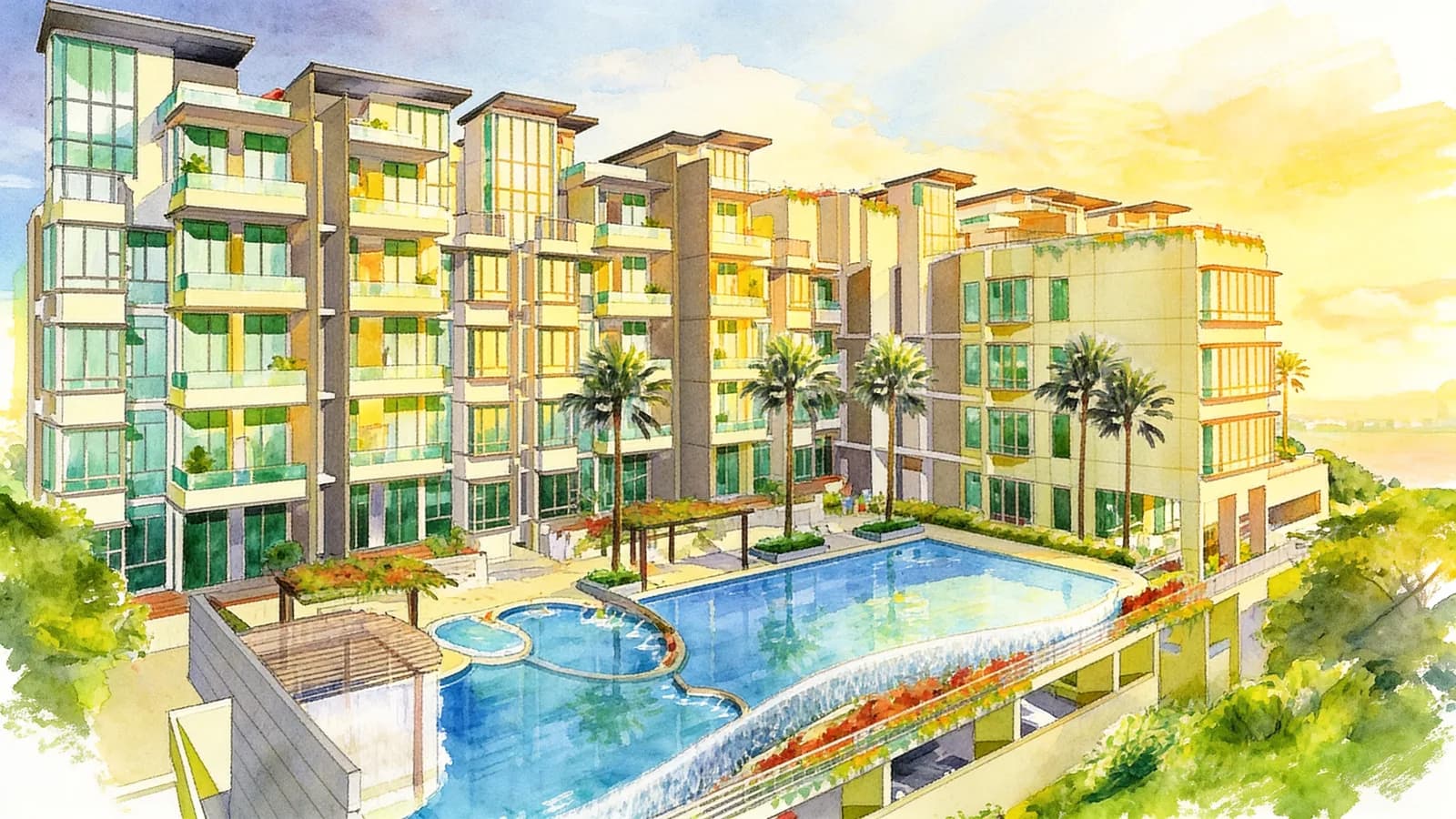 The Grandhill, a 5-storey condominium in Queenstown. Illustration is AI-generated.