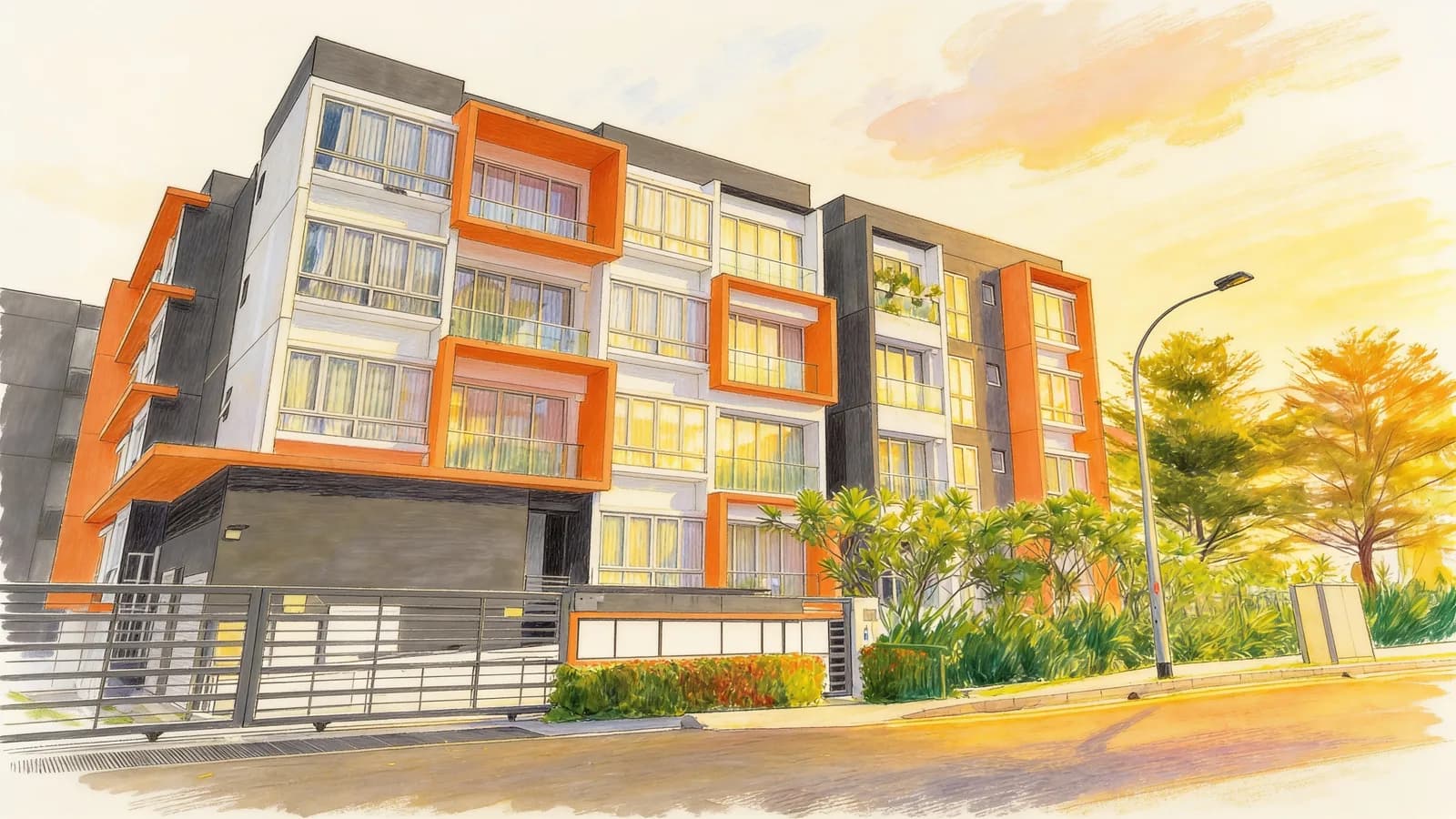 Estilo, a 5-storey apartment in Rochor. Illustration is AI-generated.
