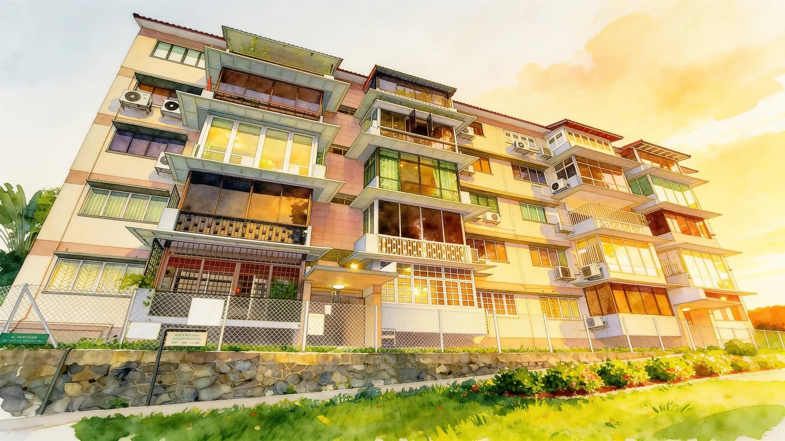 Hollywood Apartments, an apartment in River Valley. Illustration is AI-generated.