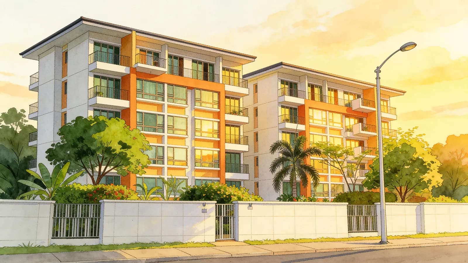 Tangerine Grove, a 5-storey condominium in Hougang. Illustration is AI-generated.