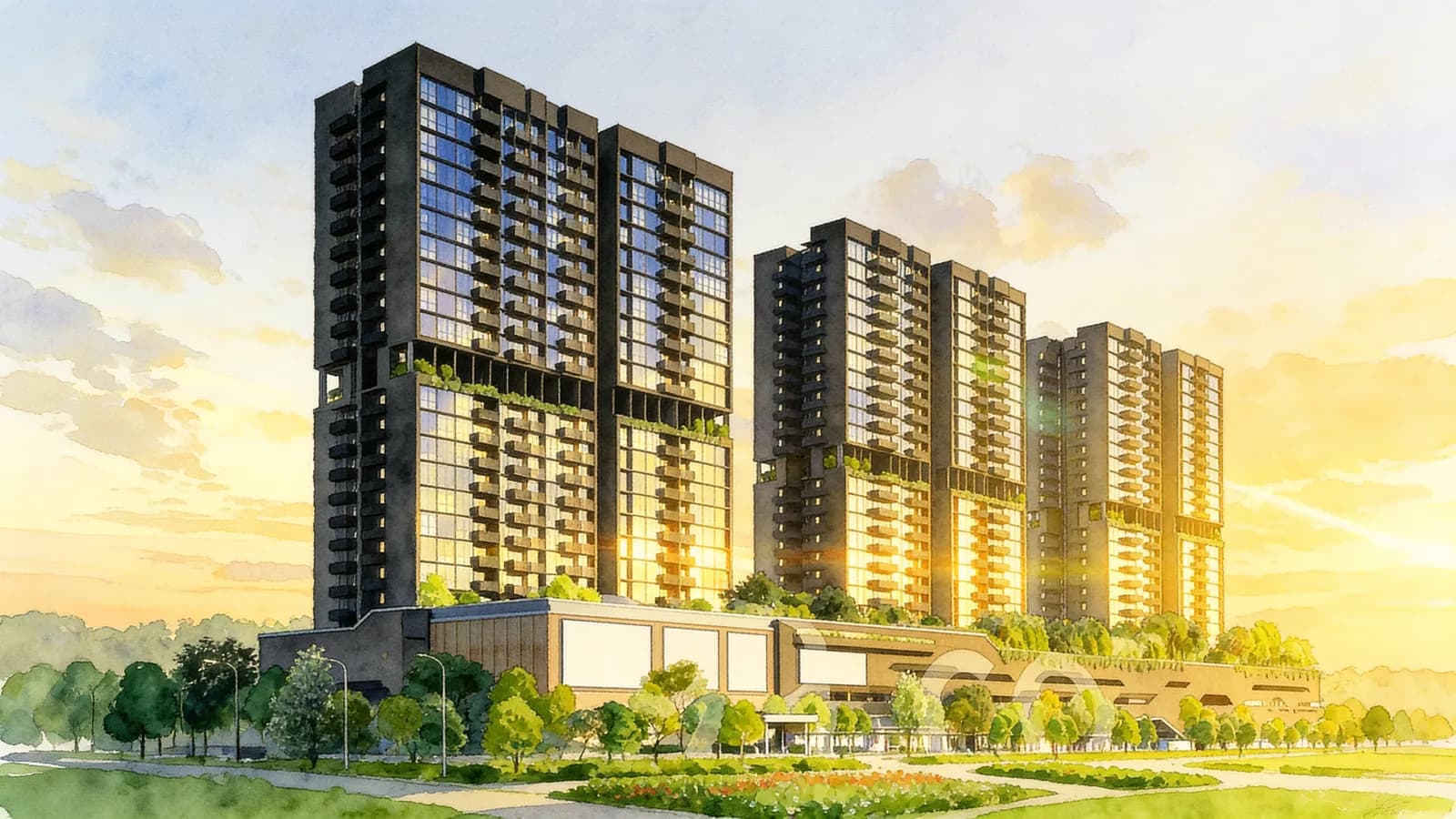Lentor Modern, a 25-storey condominium in Ang Mo Kio. Illustration is AI-generated.