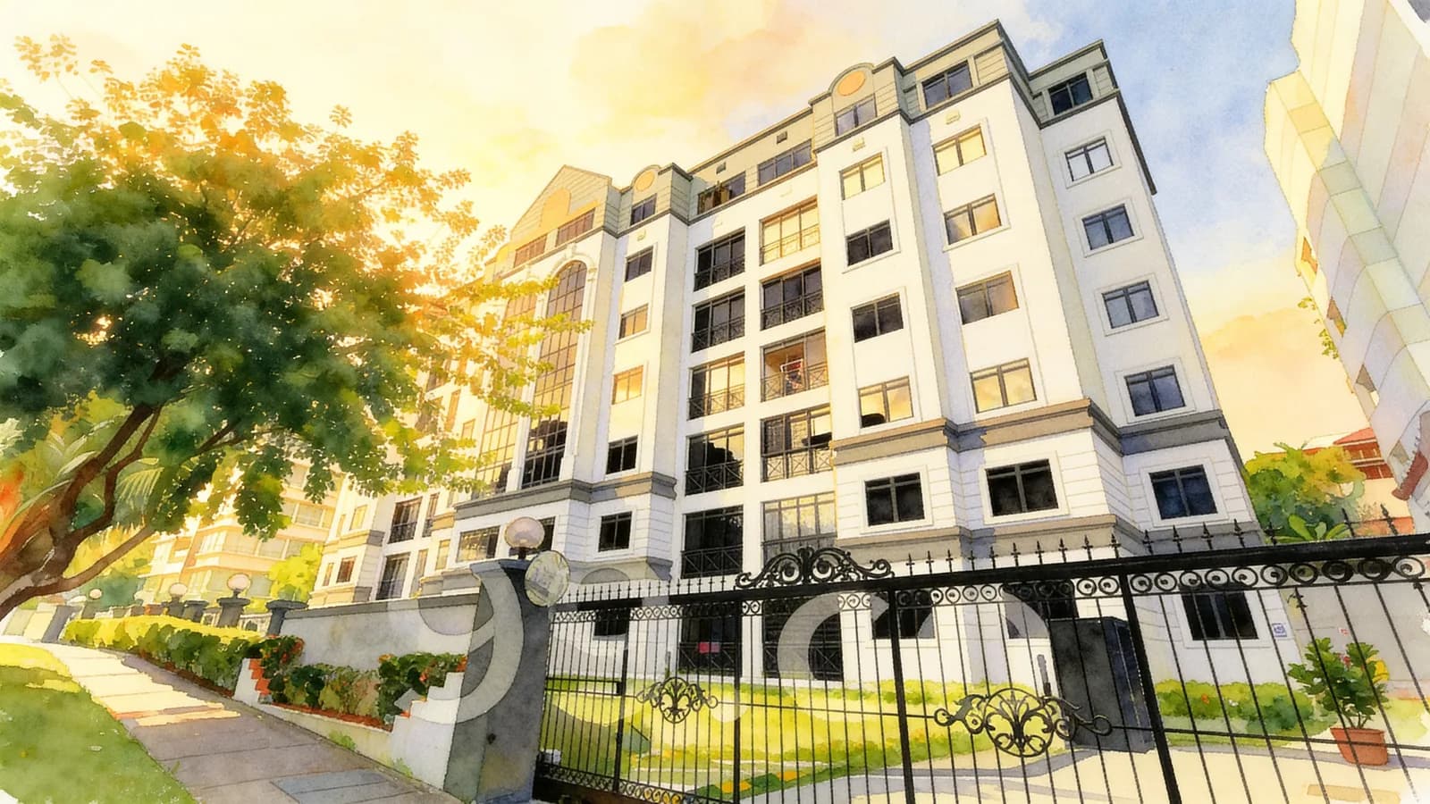 Le Wilkie, a condominium in Rochor. Illustration is AI-generated.