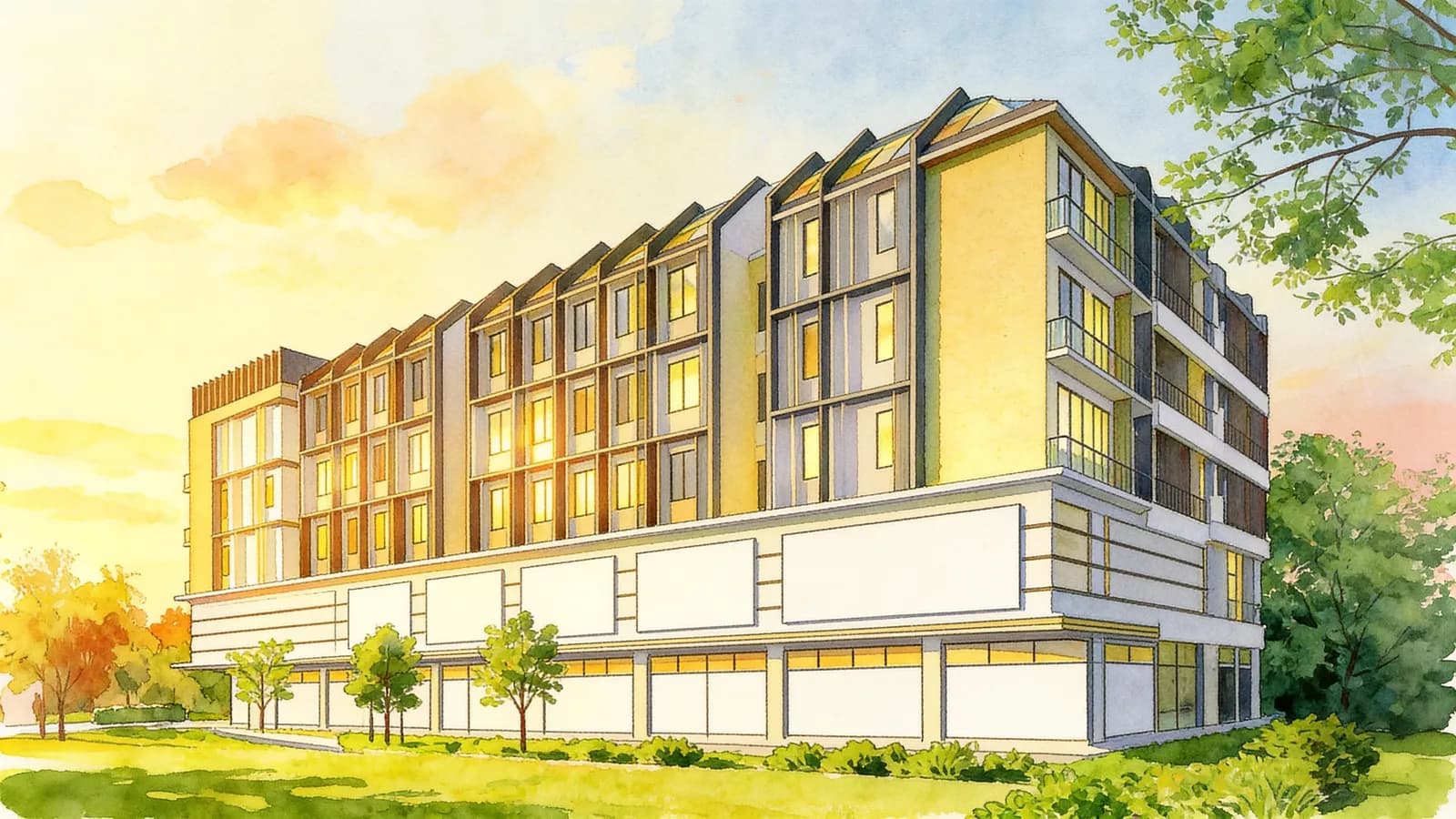 Spazio @ Kovan, a 5-storey condominium in Hougang. Illustration is AI-generated.