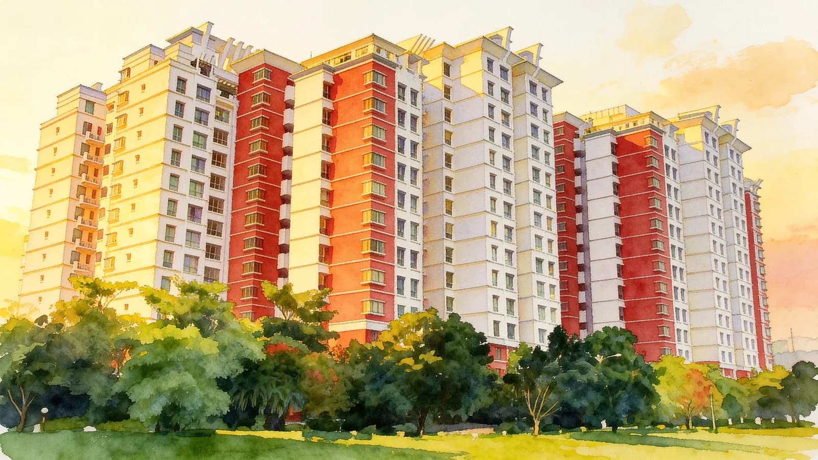 The Rivervale, a 16-storey condominium in Sengkang. Illustration is AI-generated.