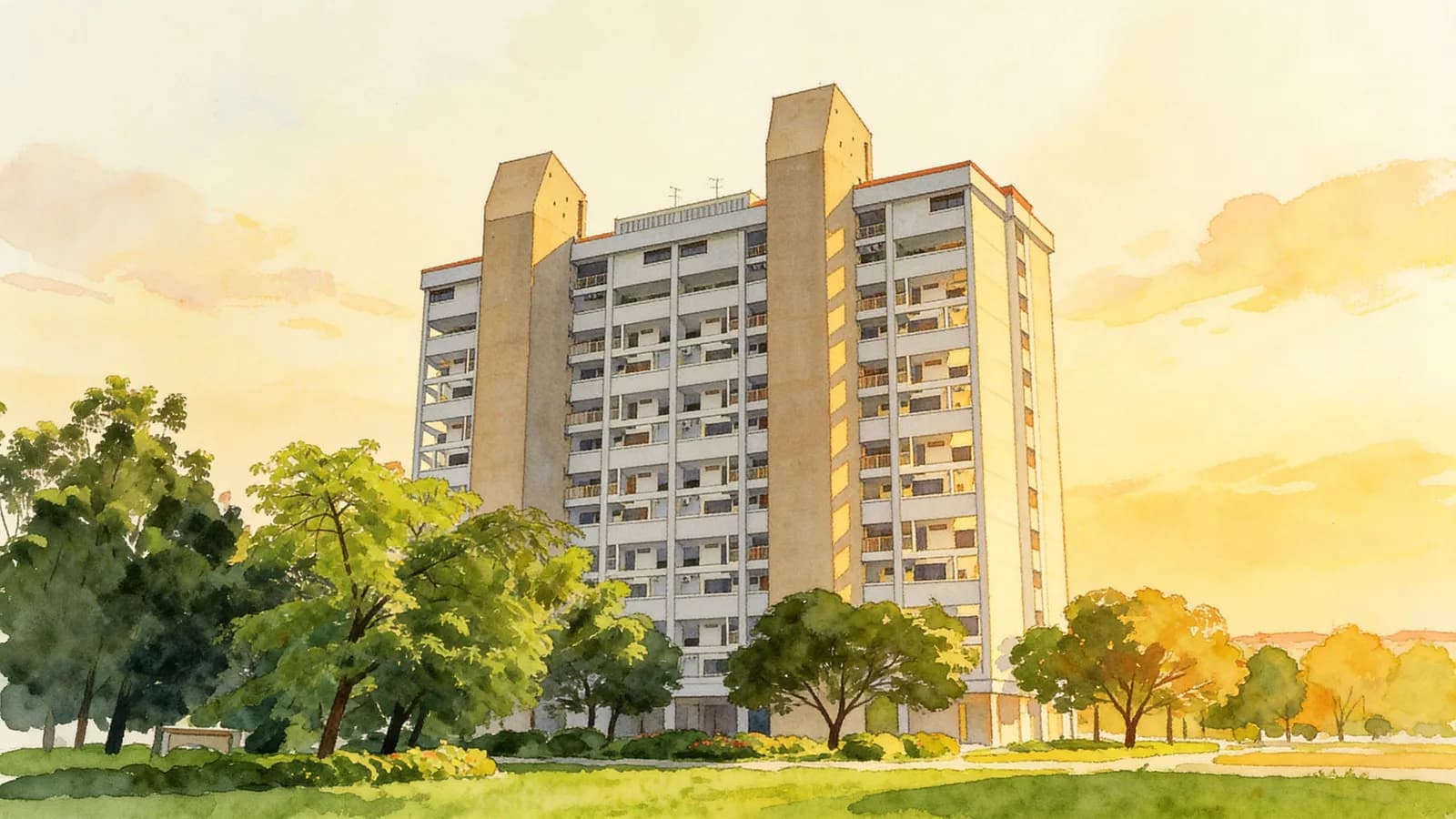 Kensington Park Condominium, a 19-storey condominium in Serangoon. Illustration is AI-generated.