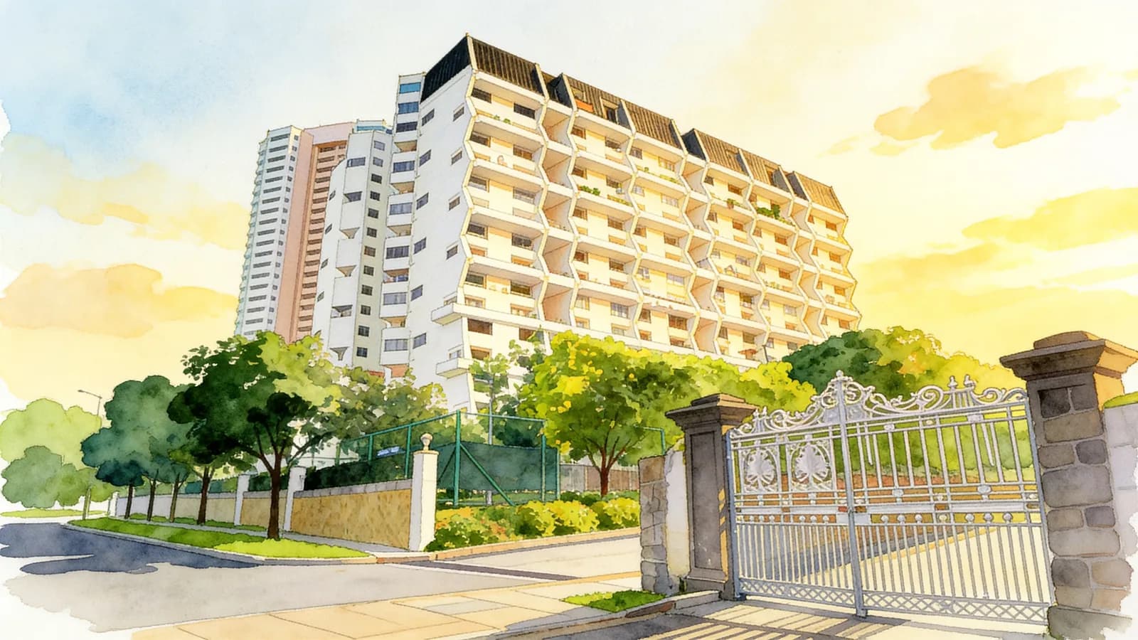 Elizabeth Heights, a condominium in Newton. Illustration is AI-generated.