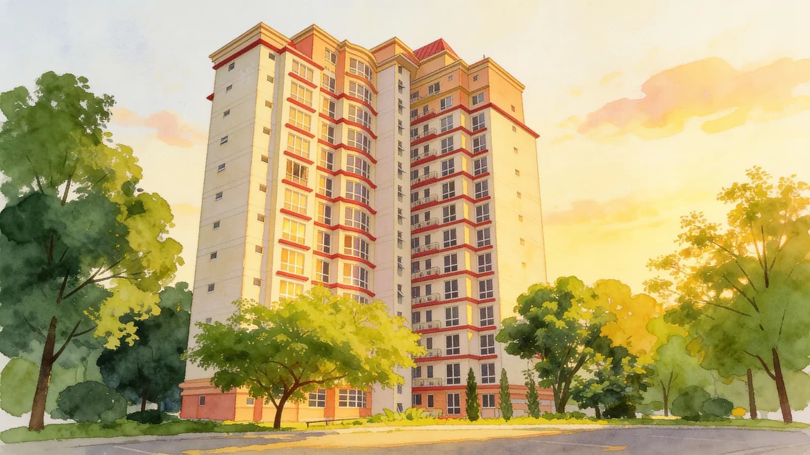 Sam Kiang Mansions, a 19-storey apartment in River Valley. Illustration is AI-generated.