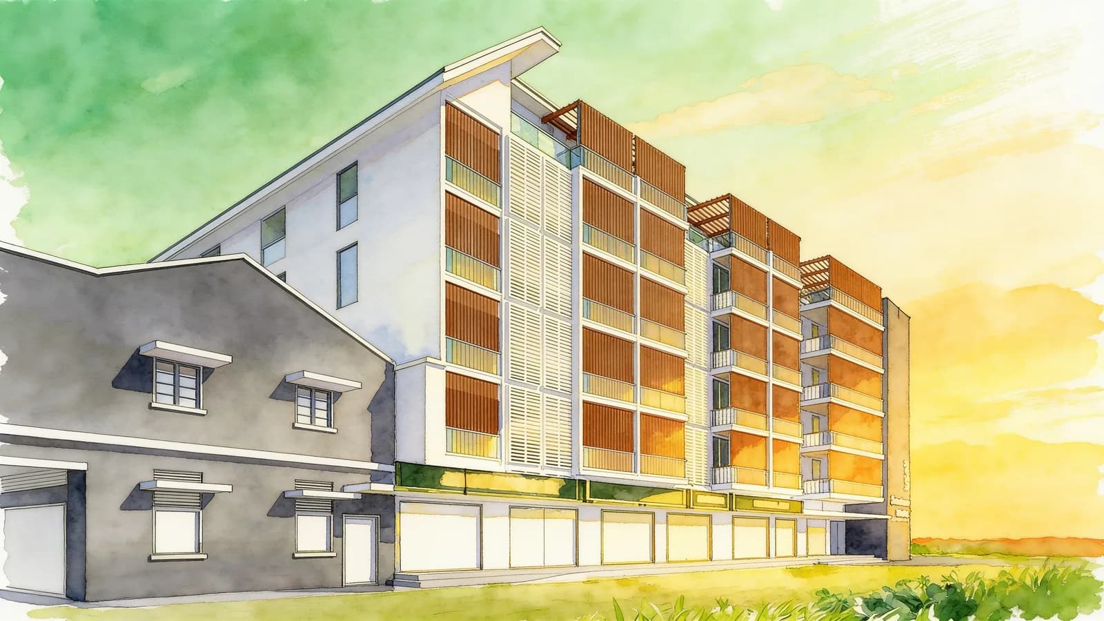 Grandview Suites, a condominium in Geylang. Illustration is AI-generated.