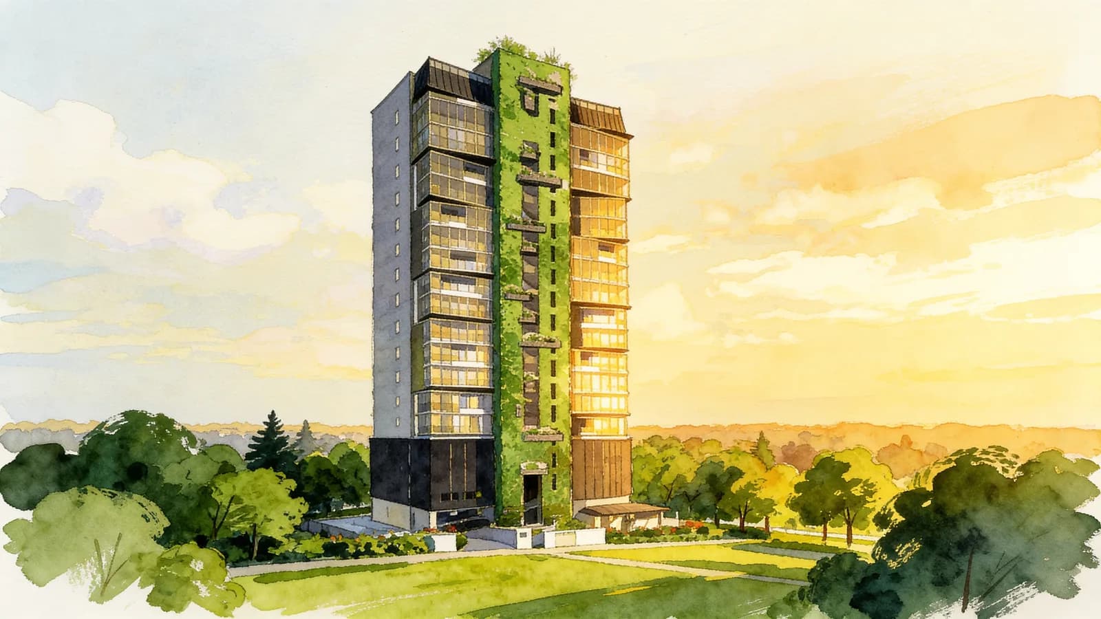 Gaia, a 16-storey condominium in Novena. Illustration is AI-generated.