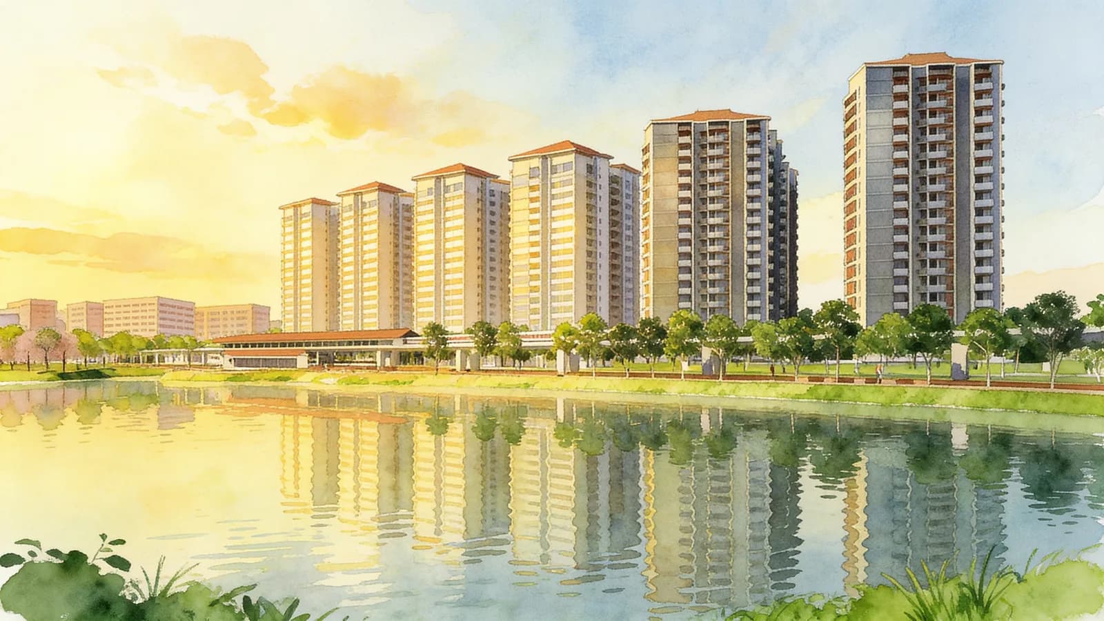 Lake Grande, a 9-storey condominium in Jurong West. Illustration is AI-generated.