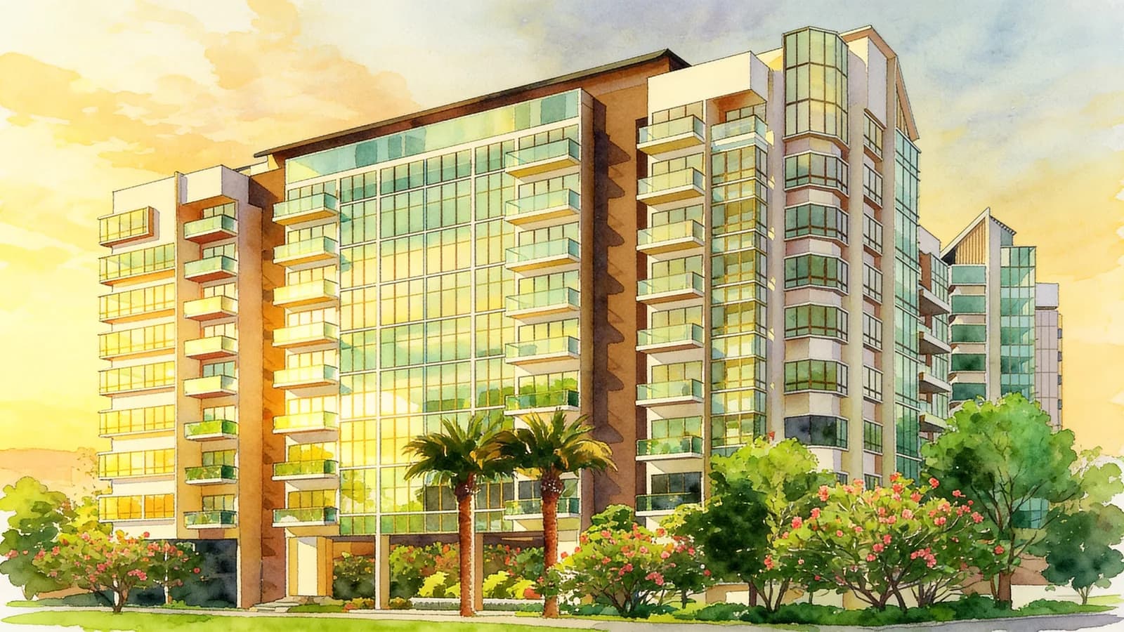 Waterford Residence, a condominium in River Valley. Illustration is AI-generated.