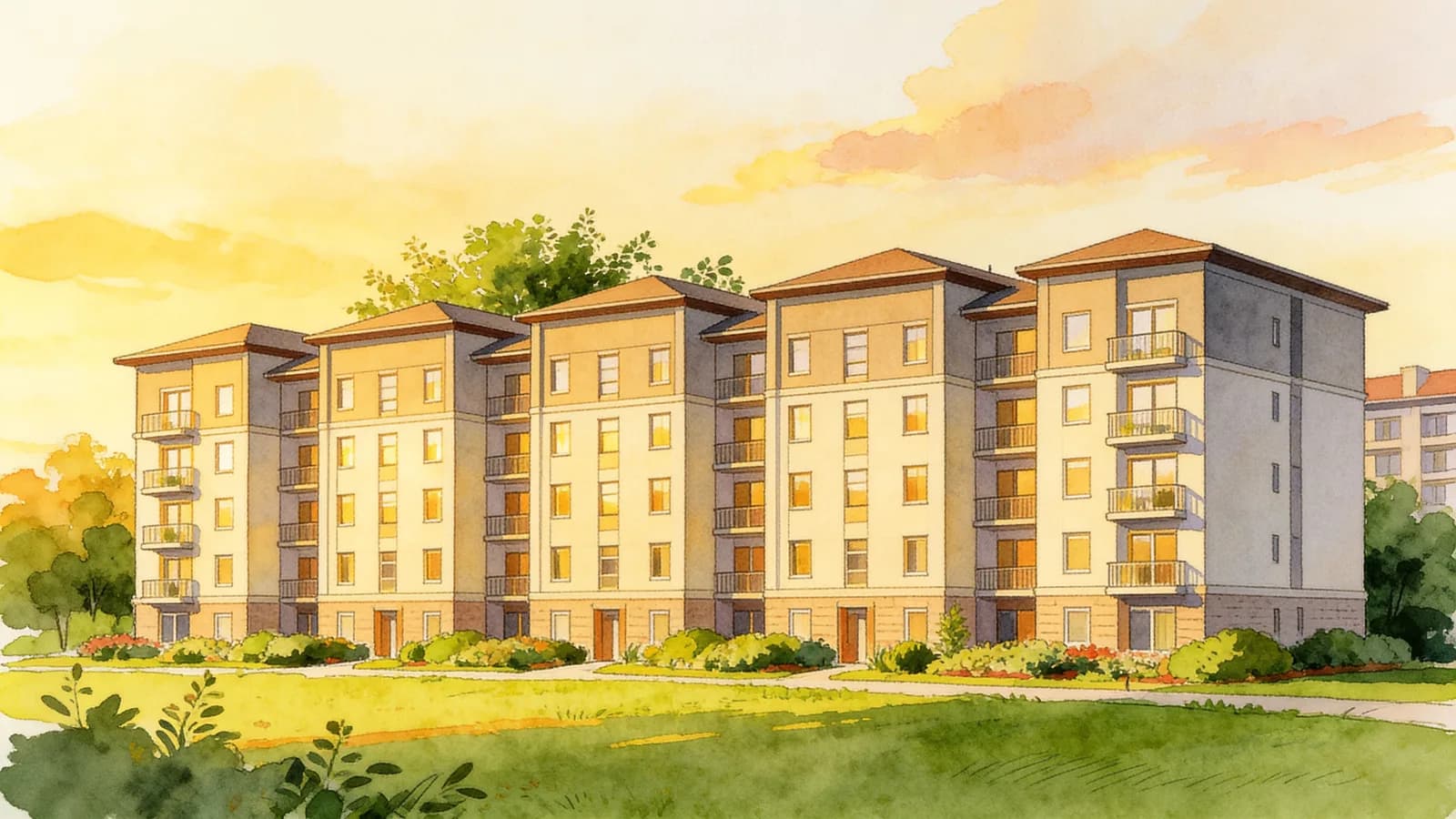 Rosewood Suites, a 5-storey condominium in Woodlands. Illustration is AI-generated.
