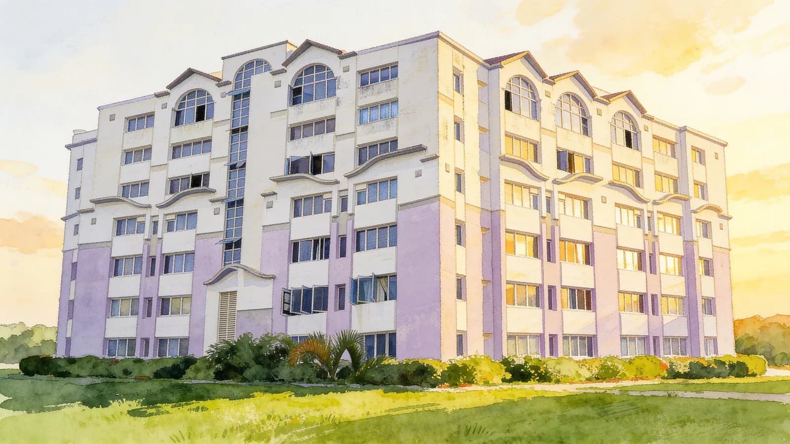 Goodview Apartments, an 8-storey apartment in Geylang. Illustration is AI-generated.