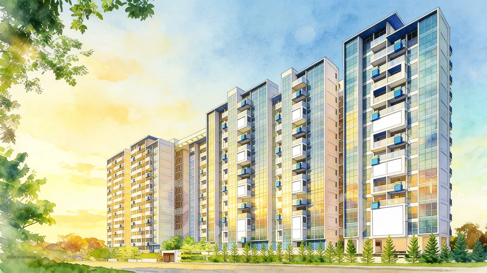 The Santorini, a condominium in Tampines. Illustration is AI-generated.